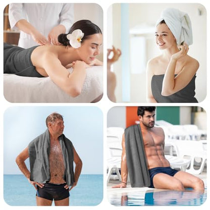 HOMEXCEL Grey Bath Towels 2 Pack, Microfiber Bathroom Towel, Super Soft Highly Absorbent Bath Towel Set, Quick Drying Towels for Sport, Yoga, SPA, Fitness