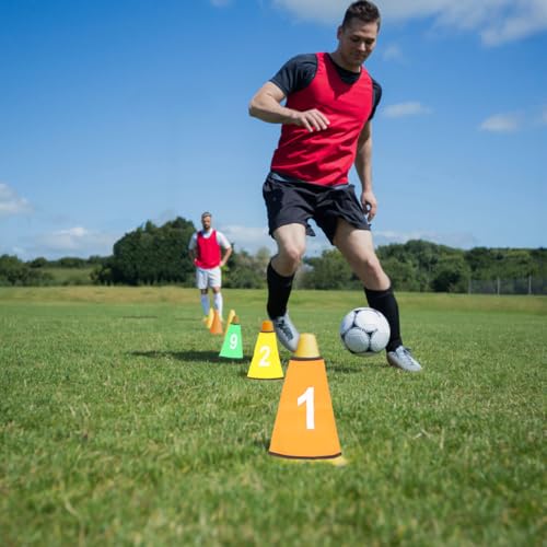 Numbered 1-10 Sports Cone Sleeves, 10 Pcs Agility Cone Bucket Covers for Football Soccer Training Field Marker Target Sleeves for Summer Camp Drills
