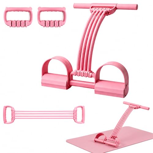 2026 Portable Multi-Functional Fitness Band with Handles and Foot Loops for Foot Stretching, Back Extension & Chest Expansion, Great for Home Office Travel and Yoga Practice - color: Pink