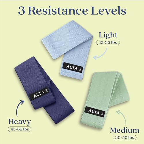 ALTA Booty Bands for Women - Premium Non-Slip Fabric Resistance Bands for Working Out - Cloth Resistance Bands for Legs, Fabric Exercise Bands, Leg Bands for Working Out Women, Looped Hip Bands Set