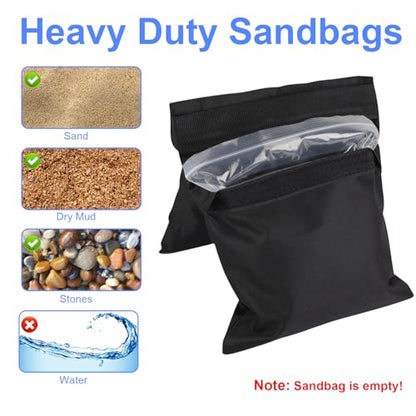 2 Pack Sand Bags, Black Sand Bags for Weight, Heavy Duty Sandbags for Umbrella Base, Photography Video Equipment, Light Tripod, Fishing Chair, Sports, Backdrop Stand, Camping, Tent