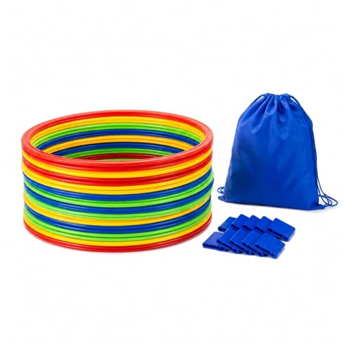 10 Round Agility Rings, 48cm Training Rings with Clips, Extra Large Speed for Agility Footwork Training, Mixed Colors Exercise Equipment