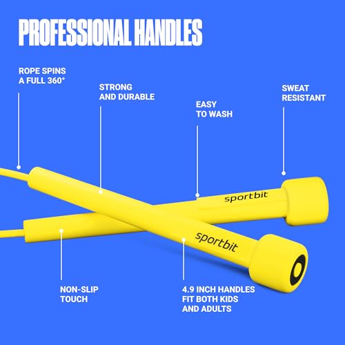 SPORTBIT Adjustable Jump Rope for Fitness and Exercise - color: Yellow