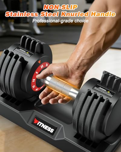 XDDIAS Adjustable Dumbbells Set of 2 for Strength Training, One-Hand Quick Adjust, 25/55/80/90 lbs Options, Anti-Slip Grip Handle, Compact Home Gym Weights for Men Women