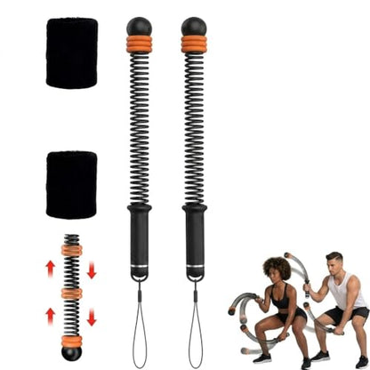 Weighted Ropeless Battle Ropes with Wrist Guards, Heavy Cordless Battle Rope Training Equipment for Home Gym, Spring Resistance Arm Workout Ropes, Non-Slip TPE Handles
