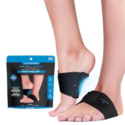 Copper Fit Men & Women Mobilizer Arch Flex Wrap – Adjustable Compression – Advanced Relief & Recovery – Foot Pain, Plantar Fasciitis, Heel Spurs, Swelling & Inflammation – One Size Fits Most