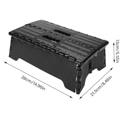 Milltrip Folding Step Stool, Portable Lightweight Step Ladder for Elderly, Pregnant, Bathroom, and Travel Use, Non-Slip Platforms (14.9 x 8.5 x 5.1 Inch, Black)