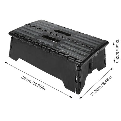 Milltrip Folding Step Stool, Portable Lightweight Step Ladder for Elderly, Pregnant, Bathroom, and Travel Use, Non-Slip Platforms (14.9 x 8.5 x 5.1 Inch, Black)