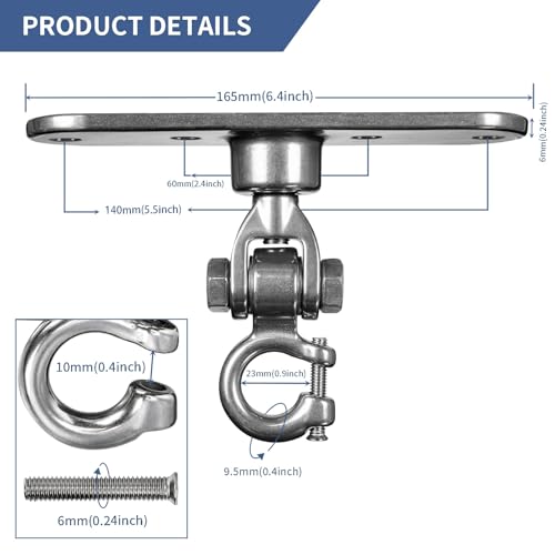 Heavy Duty Swing Hanger Smooth Operation 180° & 360° Swivel Bearings 1500 lb Capacity for Indoor Outdoor Swing Chairs Hammocks Playgrounds Yoga - size: Size 1