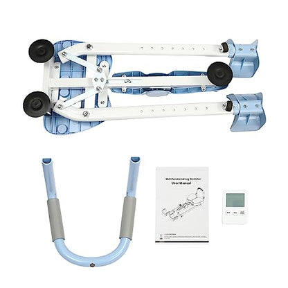 Leg Stretcher, 265LBS Leg Stretch Machine, Adjustable 3 Bar Leg Split Extension Machine with Forward Reverse Magnetic Timer PU Cushion Flexibility Stretching Equipment to Stretch - color: Blue