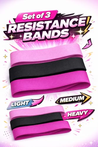 3-Piece Fabric Resistance Bands Set for Women & Men, Anti-Slip Hip Bands for Glutes, Legs & Booty Workouts Polyester & Latex Exercise Bands with Workout Guide