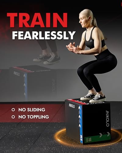 Mikolo 3-in-1 Foam Plyometric Box – Soft Jump Box with Solid Wood Core, High-Density Foam and Non-Slip Cover – No Assembly Required for Home Gym Workout - style: 16" x 14" x 12"