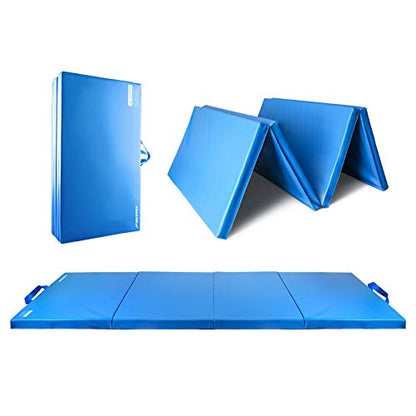 RitFit Upgraded Folding Exercise Mat, 2 Inch Thick Gymnastics Mat - color: Blue(4' x 8')
