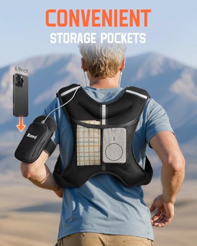 Renoj Weighted Vest for Women Men: Available in 6lb/8lb/10lb/11lb/12lb/14lb/16lb/20lb Fixed Weights for Walking, Running, Training, Exercise, Weight Loss - With Reflective Strips and Storage Pocket