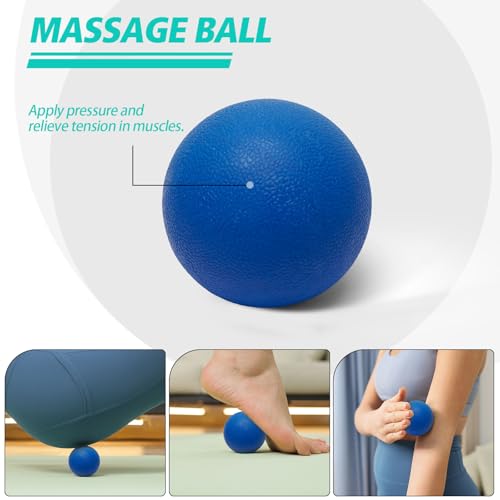 Krightlink 5-in-1 Foam Roller Set, Massage Roller Stick, Massage Ball, Resistance Band for Deep Muscle Massage, Trigger Point Release, Pilates, Yoga (Blue-Wave) - color: Blue-wave(5 in 1)