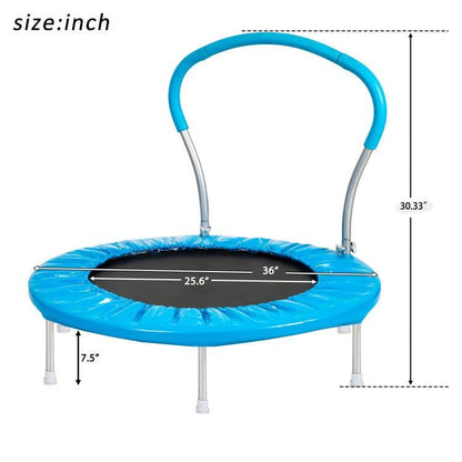 36 Inch Mini Trampoline with Handle, Indoor Outdoor Small Trampoline with Safety Foam Padding, 6 Steel Legs, Metal Frame – Easy Assembly