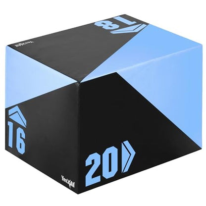 Yes4All 3 in 1 Foam Plyometric Jump Box for Training & Conditioning - Plyo Jump Box for Fitness Workout Exercise - color: B. 20" x 18" x 16" - 27 lbs
