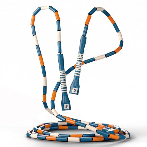 Sportbit Custom-Fit Beaded Jump Rope – Adjustable Length for Kids & Adults, Men & Women – Durable Fitness Rope for Gym & Home - color: Blue/Orange/White
