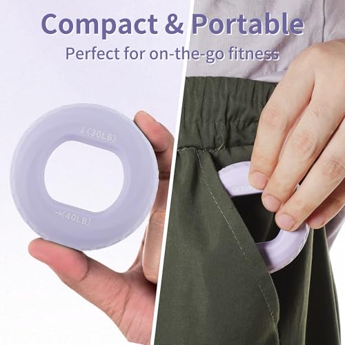Hand Grip Strengthener, Fingers Exerciser - Silicone Rings for Muscle Training Sports Rock Climbing Finger Rehabilitation,6 Resistance Levels - color: Purple(30/40LB)with Box