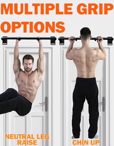 Joist Mount Pull Up Bar, Wall Chin Up Bar Ceiling Mount for Beams, Heavy Duty Steel Construction, Home Gym Workout Equipment -Patent Pending - color: Wall Mounted for 7-8ft Beams, 32in Span Studs
