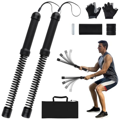Ropeless Battle Ropes for Home Gym with Non-Slip Gloves, 2Pcs Portable Cordless Home Gym Equipment，Weighted Ropeless Battle Ropes for HIIT Workouts, Cardio, Muscle Training (Black)
