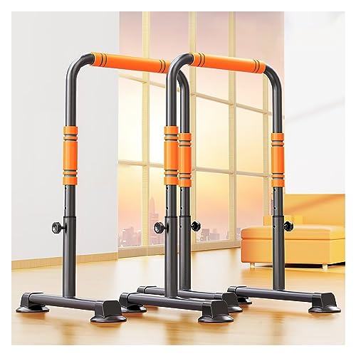 Dip Station, Dip Stand, Heavy Duty Dip Bar, Adjustable Parallel Bars 440LBS Loading Capacity for Home Workout Calisthenics Strength Training - color: Orange Black
