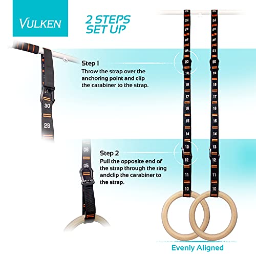 Adjustable Numbered Straps for Gymnastic Rings Carabiners Quick Hook System Easy to Set Up One Pair Strap Only