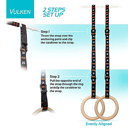 Adjustable Numbered Straps for Gymnastic Rings Carabiners Quick Hook System Easy to Set Up One Pair Strap Only