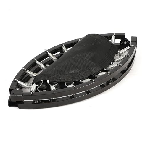 Foldable Mini Trampoline Fitness Rebounder for Home Gym Workouts – with 5-Level Adjustable Handle, Heavy-Duty Steel Frame, Portable Design, and Supports up to 440 Pounds
