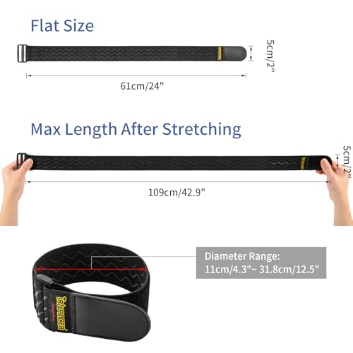 Trilancer Elastic Cinch Straps with Anti-Slip Strips, 24 "x 2" (4 Pack) Multipurpose Hook and Loop Bundling Straps for Hose, Cords, Bike, Luggage, Camping, Yoga Mats - size: 24"(4 pcs)