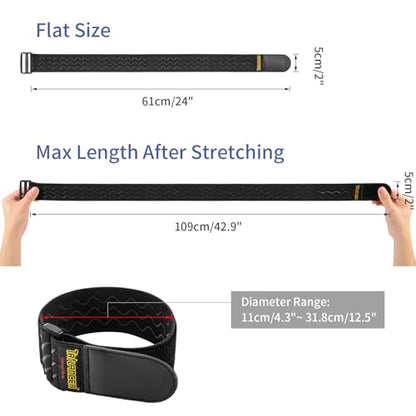 Trilancer Elastic Cinch Straps with Anti-Slip Strips, 24 "x 2" (4 Pack) Multipurpose Hook and Loop Bundling Straps for Hose, Cords, Bike, Luggage, Camping, Yoga Mats - size: 24"(4 pcs)