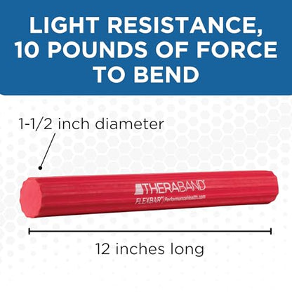 THERABAND FlexBar Resistance Bar, Light, Red Flex Therapy Bar for Physical Therapy, Wrist & Forearm Exercise Equipment, Non Slip Grip, Compact Design - color: Red - Light, style: New Version