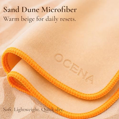 OCENA Women’s Pocket Sweat Towel Set for Face & Hands, 5-Pack Quick-Dry Microfiber Handkerchiefs, Small Gym Towel for Yoga, Pilates, Travel, 10 x 10 in, Sand Dune Beige