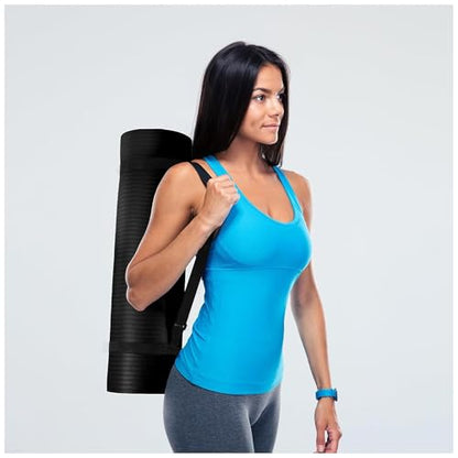 Fitvids Yoga Mat, 1/2-Inch Extra Thick High Density Exercise Mat, Anti-Tear Exercise Yoga Mat with Carrying Strap, Suitable for Various Yoga Exercises