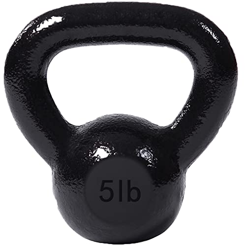 JFIT Cast Iron Kettlebell – Single Weight, Flat Bottom, Polished Handle | Men & Women | CrossFit, Cardio & Strength Training - size: 5.0 Pounds