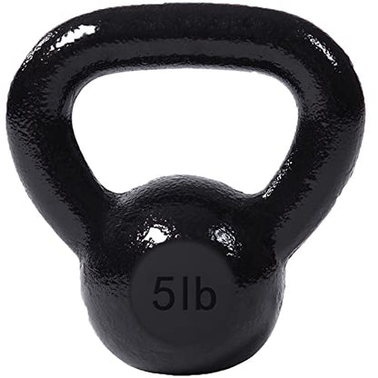 JFIT Cast Iron Kettlebell – Single Weight, Flat Bottom, Polished Handle | Men & Women | CrossFit, Cardio & Strength Training - size: 5.0 Pounds