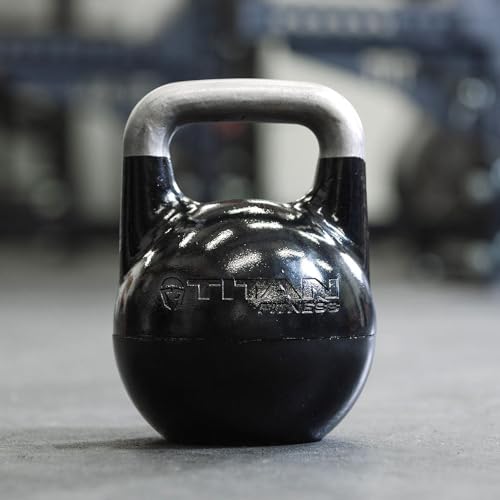 Titan Fitness Adjustable Competition Kettlebell, 12-32 KG, Ergonomic Smooth Grip Handle, Flat Base for Floor Exercises, Strength Training Kettlebells for Home Gym