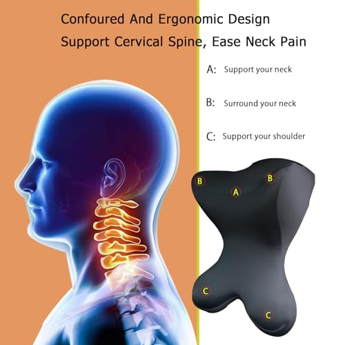 Car Headrest Pillow，Neck Support for Office Chair,100% Memory Foam Car Neck Pillow - Ergonomic Neck Support with Adjustable Double Strap, Breathable Comfort for Car, Gaming & Office Chairs