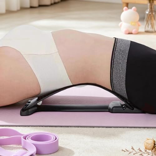 Lower Back Stretcher 4 Level Adjustable Curved Ergonomic - color: Black and White