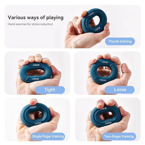 Hand Grip Strengthener, Grip Strength Trainer, Fingers Exerciser - Silicone Rings for Muscle Training Sports Rock Climbing Finger Rehabilitation Training,Hand & Wrist Muscles Trainer Stress Relief,5 Resistance Levels
