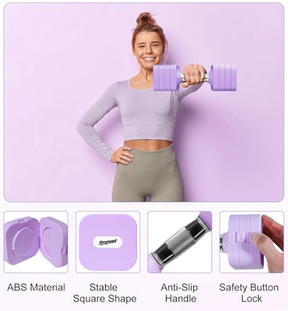 Adjustable Dumbbell Set for Women Men 7.5LB/10LB/15LB/20LB/25LB Each - color: Purple, style: 15LB Each [30 LBS Total]