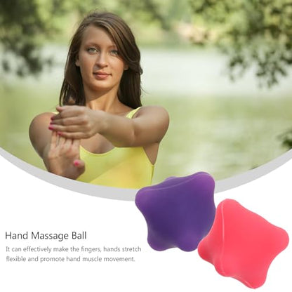HEALLILY Hand Massage Ball 2.36 Inch Hexagonal Acupuncture Grip Balls for Hand Therapy Palm Massager Finger Exercise Tool for Muscle Movement and Relaxation 2 Pack