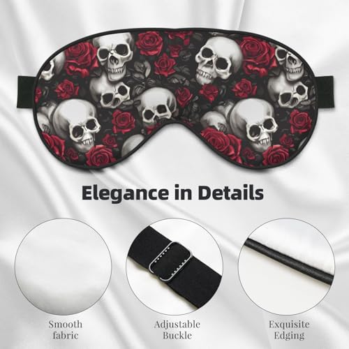 Skulls and Red Roses Sleep Mask Eye Mask with Adjustable Strap Eye Sleep Shade Cover Blocks Light for Women Men Airplane Travel Nap - color: Skulls and Red Roses
