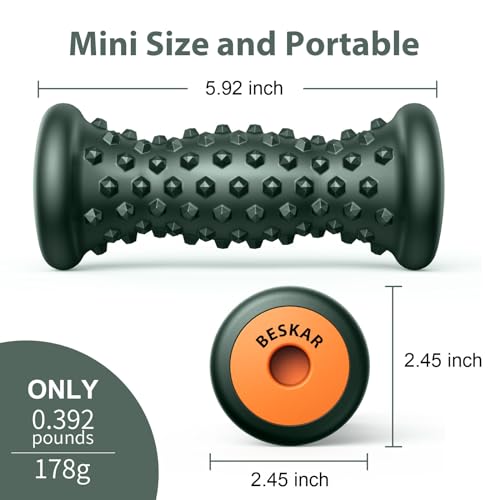 BESKAR Foot Massage Roller for Relief Plantar Fasciitis, Foot Reflexology Tool Pressure Point Massage Roller, Deep Tissue Massage for Relieving Feet Arch Heel Pain, Myofascial Pain Syndrome