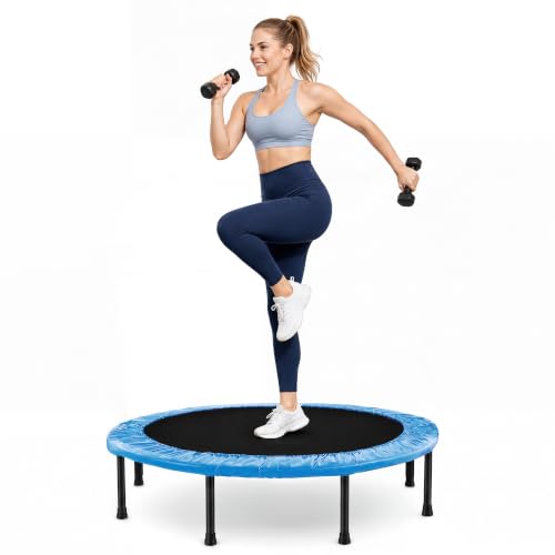 Fitvids 40" Foldable Trampoline – Fitness Rebounder, Quiet & Stable Exercise Trampoline for Indoor/Outdoor Cardio, Balance, Core Strength, Max Load 300lbs - color: Black-1pcs