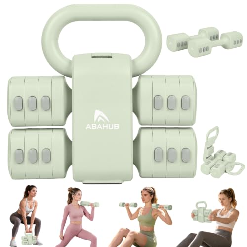 Abahub 2 in 1 Kettlebell & Dumbbell Set, Adjustable Dumbbell for Home Gym - color: Green