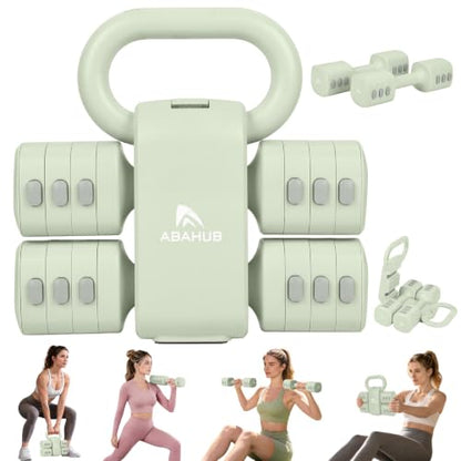 Abahub 2 in 1 Kettlebell & Dumbbell Set, Adjustable Dumbbell for Home Gym - color: Green