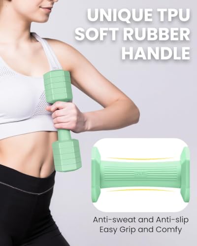 Adjustable Dumbbell Set, 4-in-1 Hand Weights, 5/6 LB Pair for Women Men - color: Green, style: 12 lbs Pair [6 lbs Each]