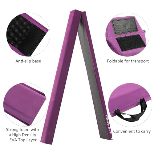 FBSPORT 8ft/9ft/9.5ft Balance Beam Folding Gymnastics Beam Foam Balance Floor Beam Equipment for Kids Adults, Suede Cover Anti Slip Base with Carry Bag for Home School Gym Training