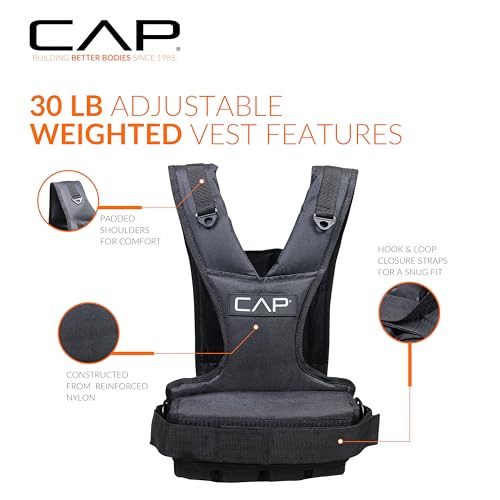 CAP Adjustable Weighted Vest 20–150 lbs for Strength Training, Running & Workouts, Weight Vest for Men & Women, Fitness Training Vest - style: 30lbs-F